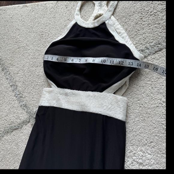 MAC DUGGAL 40518L Black White Beaded Fiona Cutout High Neck & Slit Dress Gown 4 - Picture 9 of 16